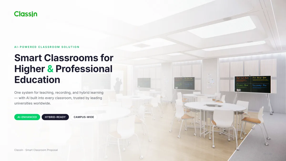 Cover of the ClassIn handbook: Smart classrooms for higher and professional education.
